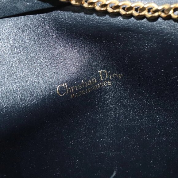 Christian Dior Trotter Canvas Chain Shoulder Bag Navy Gold Auth 125985 - Picture 10 of 16